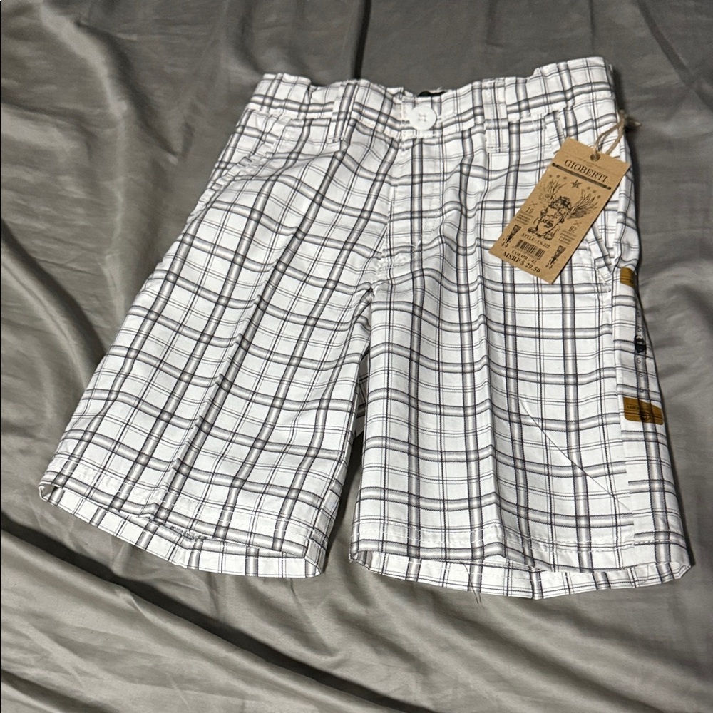 Stylish White Plaid Kids Shorts